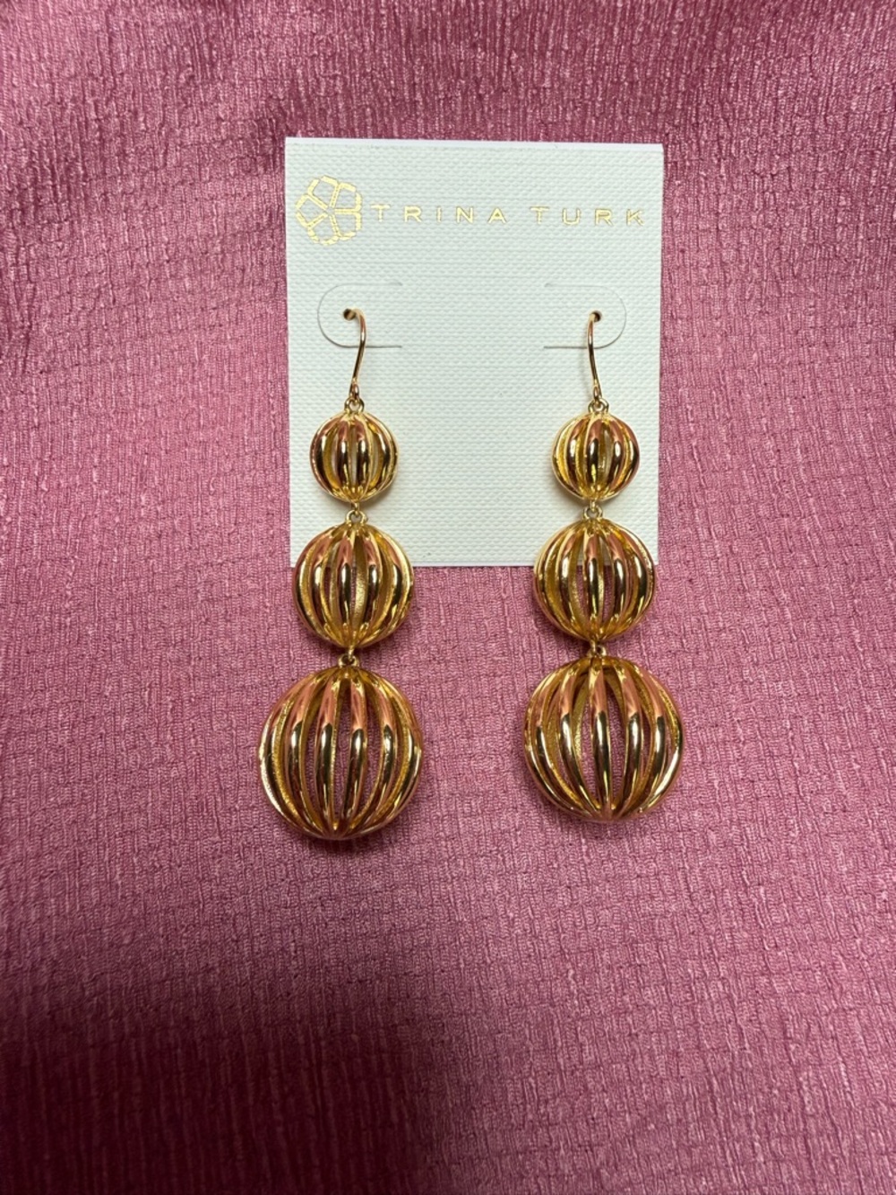Trina Turk Gold Three-Tier Orb Drop Earrings